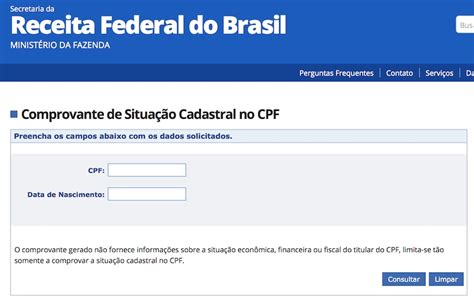 Consultar Cadastro de Pessoa Física (CPF) na Receita Federal